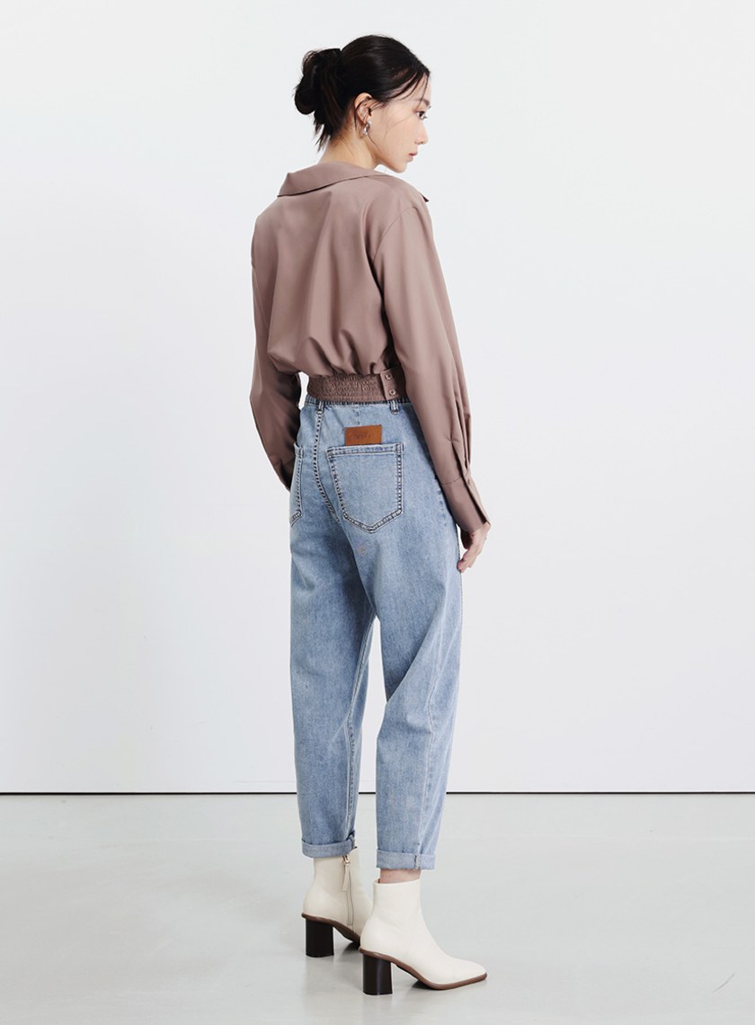 圍裹式造型長袖襯衫